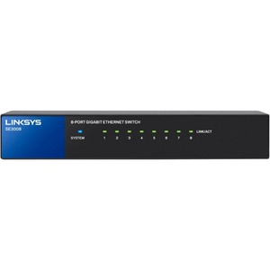 Linksys SE3008 8-Port Gigabit Ethernet Switch - 8 Ports - 2 Layer Supported - Twisted Pair - Wall Mountable, Desktop - 1 Year Limited Warranty