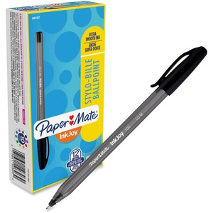 Paper+Mate+Inkjoy+100+ST+Ballpoint+Stick+Pens+-+Medium+Pen+Point+-+1+mm+Pen+Point+Size+-+Black+-+Translucent+Barrel+-+1+Dozen
