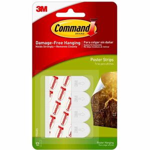Command+Small+Poster+Strips+-+1.75%26quot%3B+Length+x+0.63%26quot%3B+Width+x+31.3+mil+Thickness+-+White+-+Foam+-+12+%2F+Pack