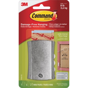 Command+Sticky+Nail+Wire-Backed+Hanger+-+8+lb+%283.63+kg%29+Capacity+-+for+Decoration%2C+Pictures+-+Metal+-+Silver+-+1+%2F+Pack