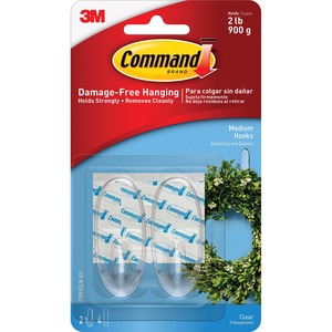 Command+2+lb.+Strips+Medium+Hanging+Hooks+-+2+lb+%28907.2+g%29+Capacity+-+for+Decoration+-+Plastic+-+2+%2F+Pack