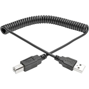 Tripp Lite by Eaton 6ft Hi-Speed USB 2.0 to USB B Cable Coiled USB A-B M/M 6'