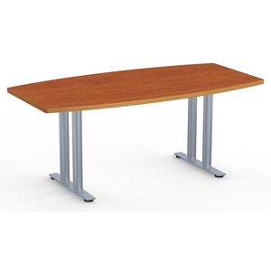 Special-T Sienna 2TL Conference Table - Wild Cherry Boat, Laminated Top - Silver T-shaped, Powder Coated Base - 2 Legs x 72