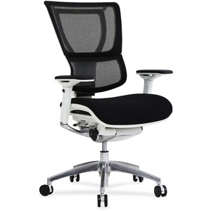 Eurotech iOO Executive Chair - Black Back - White Frame - 5-star Base - 1 Each