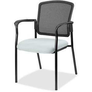 Lorell Stackable Mesh Back Guest Chair - Castillo Breezy Antimicrobial Vinyl Seat - Black Mesh Back - Black Powder Coated Steel Frame - Mid Back - Four-legged Base - Breezy - Fabric - Armrest - 1 Each