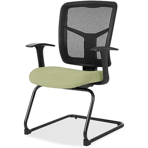 Lorell+ErgoMesh+Series+Mesh+Back+Guest+Chair+with+Arms+-+Dillon+Sage+Antimicrobial+Vinyl+Seat+-+Black+Mesh+Back+-+Cantilever+Base+-+Sage+-+Armrest+-+1+Each