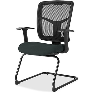 Lorell+ErgoMesh+Series+Mesh+Back+Guest+Chair+with+Arms+-+Dillon+Black+Antimicrobial+Vinyl+Seat+-+Black+Mesh+Back+-+Cantilever+Base+-+Black+-+Armrest+-+1+Each