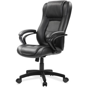 Eurotech+Pembroke+Mid+Back+Executive+Chair+-+Black+Bonded+Leather+Seat+-+Black+Bonded+Leather+Back+-+High+Back+-+5-star+Base+-+1+Each