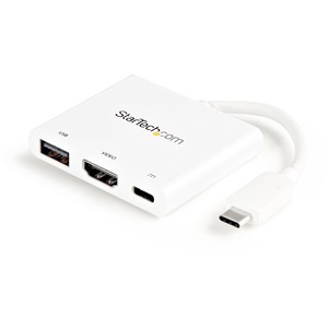 StarTech.com StarTech.com USB C Multiport Adapter with HDMI 4K & 1x USB 3.0 - PD - Mac & Windows - White USB Type C All in One Video Adapter