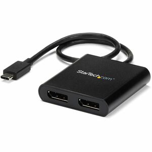 StarTech.com 2-Port Multi Monitor Adapter - USB-C to DisplayPort 1.2 Video Splitter - USB-C to Dual DP MST Hub - TB3 Compatible - Windows - USB Type-C dual monitor adapter can drive 2x 4K 30Hz or 2x 1080p 60Hz DisplayPort monitors - DP 1.2/HBR2/MST Hub - Thunderbolt 3 compatible - 30cm cable - 2-port video splitter works w/ Dell/Lenovo/Surface/HP monitors - Driverless setup Windows