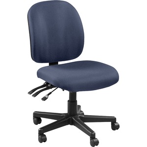 Lorell Mid-back Armless Task Chair - Vinyl Seat - Fabric Back - Mid Back - 5-star Base - Blue, Ocean - 1 Each