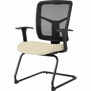 Lorell+Ergomesh+Series+Mesh+Guest+Chair+-+Dillon+Buff+Antimicrobial+Vinyl+Seat+-+Black+Mesh+Back+-+Cantilever+Base+-+Armrest+-+1+Each