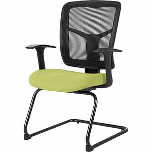 Lorell+Ergomesh+Series+Mesh+Guest+Chair+-+Dillon+Apple+Green+Antimicrobial+Vinyl+Seat+-+Black+Mesh+Back+-+Cantilever+Base+-+Armrest+-+1+Each