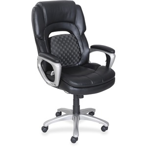 Lorell+Wellness+by+Design+Accucel+Executive+Office+Chair+-+Black+Bonded+Leather+Seat+-+Black+Ethylene+Vinyl+Acetate+%28EVA%29%2C+Bonded+Leather+Back+-+High+Back+-+5-star+Base+-+1+Each