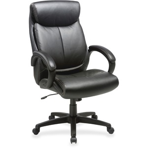 Lorell+Executive+High-Back+Office+Chair+-+Black+Bonded+Leather+Seat+-+Black+Bonded+Leather+Back+-+High+Back+-+1+Each