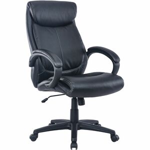 Lorell+Executive+High-Back+Office+Chair+-+Black+Bonded+Leather+Seat+-+Black+Bonded+Leather+Back+-+High+Back+-+1+Each