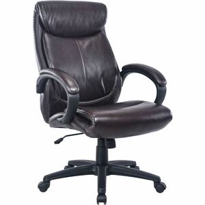Lorell+Executive+High-Back+Office+Chair+-+Brown+Bonded+Leather+Seat+-+Brown+Bonded+Leather+Back+-+High+Back+-+1+Each