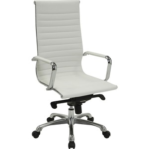 Lorell Modern Executive Chair - Bonded Leather Seat - Bonded Leather Back - High Back - 5-star Base - White - Leather - 1 Each
