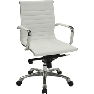 Lorell+Modern+Managerial+Mid-back+Office+Chair+-+Bonded+Leather+Seat+-+Bonded+Leather+Back+-+Mid+Back+-+5-star+Base+-+White+-+1+Each