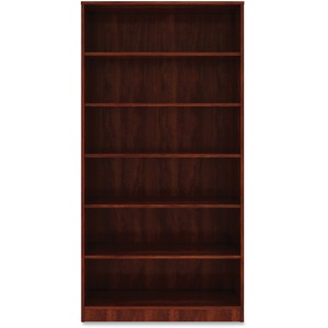 Lorell+Laminate+Bookcase+-+6+Shelf%28ves%29+-+73%26quot%3B+Height+x+36%26quot%3B+Width+x+12%26quot%3B+Depth+-+Sturdy%2C+Adjustable+Feet%2C+Adjustable+Shelf+-+Thermofused+Laminate+%28TFL%29+-+Cherry+-+Laminate+-+1+Each