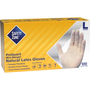 Safety+Zone+Powdered+Natural+Latex+Gloves+-+Polymer+Coating+-+Large+Size+-+Natural+-+Allergen-free%2C+Silicone-free%2C+Powdered+-+9.65%26quot%3B+Glove+Length