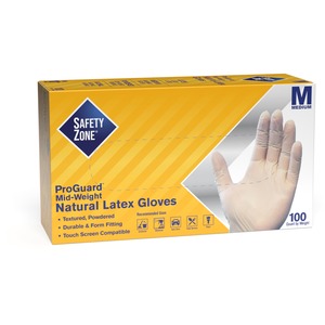 Safety+Zone+Powdered+Natural+Latex+Gloves+-+Polymer+Coating+-+Medium+Size+-+Natural+-+Allergen-free%2C+Silicone-free%2C+Powdered+-+9.65%26quot%3B+Glove+Length