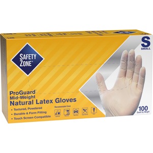 Safety+Zone+Powdered+Natural+Latex+Gloves+-+Polymer+Coating+-+Small+Size+-+Natural+-+Allergen-free%2C+Silicone-free%2C+Powdered+-+9.65%26quot%3B+Glove+Length