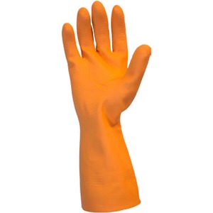 Safety+Zone+Orange+Neoprene+Latex+Blend+Flock+Lined+Latex+Gloves+-+Chemical+Protection+-+Medium+Size+-+Orange+-+Fish+Scale+Grip%2C+Flock-lined+-+For+Dishwashing%2C+Cleaning%2C+Meat+Processing+-+28+mil+Thickness+-+12%26quot%3B+Glove+Length