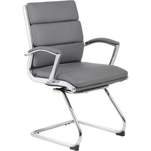 Boss+B9479+CaressoftPlus+Guest+Executive+Chair+-+Gray+Vinyl+Seat+-+Gray+Back+-+High+Back+-+Cantilever+Base+-+1+Each