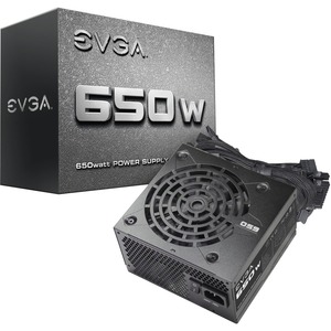 EVGA 650W Power Supply - Internal - 120 V AC, 230 V AC Input - 3.3 V DC @ 24 A, 5 V DC @ 20 A, 12 V DC @ 52 A, 5 V DC @ 3 A, -12 V DC @ 300 mA Output - 650 W - 1 +12V Rails - 1 Fan(s)