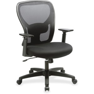 Lorell Mid-back Task Chair - Black Fabric Seat - Black Mesh Back - Mid Back - 1 Each