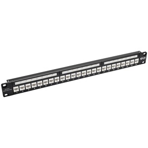 Tripp Lite by Eaton 24-Port 1U Rack-Mount Cat6a Feedthrough Patch Panel with 90-Degree Down-Angled Ports RJ45 Ethernet TAA