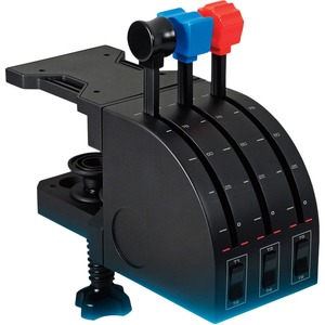 Saitek Flight Throttle Quadrant Professional Simulation Axis Levers - Cable - USB - PC - 5.9 ft Cable - Black, Red, Blue