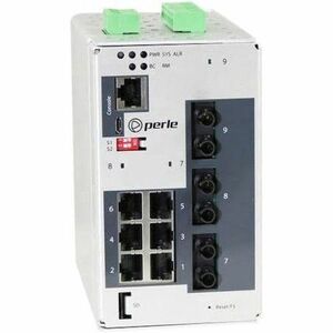 Perle IDS-409F Managed Industrial Ethernet Switch with Fiber 9 port Compact DIN Rail Switch
