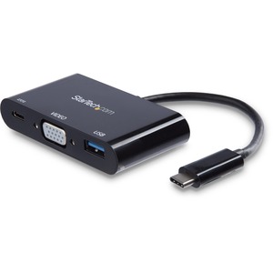 StarTech.com USB-C VGA Multiport Adapter - USB-A Port - with Power Delivery (USB PD) - USB C Adapter Converter - USB C Dongle - USB C VGA Multiport Adapter - USB 3.0 Port - 60W PD - Connect your USB-C laptop to a VGA display and a USB-A peripheral device plus power & charge your laptop - USB Type C to VGA Converter - USB C adapter supports USB PD - USB C Hub
