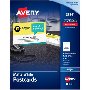 Avery® Inkjet Postcard - White - 97 Brightness - 6