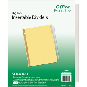 Avery® Office Essentials Big Tab Insertable Dividers - 240 x Divider(s) - 240 Tab(s) - 5 - 5 Tab(s)/Set - 8.5
