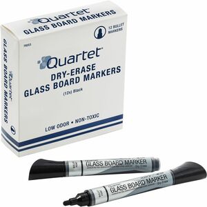 Quartet+Premium+Dry-Erase+Markers+for+Glass+Boards+-+Bullet+Marker+Point+Style+-+Black+-+1+Dozen