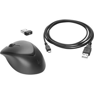 HP Wireless Premium Mouse - Laser - Wireless - Radio Frequency - Black - USB - 1600 dpi - 