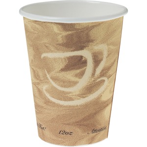 Solo Mistique Design Paper Hot Cups - 12 fl oz - 20 / Carton - Tan - Paper - Hot Drink, Coffee, Tea, Cocoa