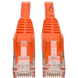 Tripp Lite Cat6 Gigabit Snagless Molded UTP Patch Cable (RJ45 M/M), Orange, 1 ft - 1 ft Category 6 Network Cable for Switch, Hub, Network Device, Router, Server, Modem, Network Adapter - First End: 1 x RJ-45 Network - Male - Second End: 1 x RJ-45 Network - Male - 1 Gbit/s - Patch Cable - Gold Plated Contact - CM - 24 AWG - Orange
