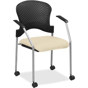 Eurotech Breeze Chair with Casters - Buff Vinyl Seat - Plastic Back - Gray Frame - Four-legged Base - 1 Each