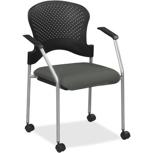 Eurotech+Breeze+Chair+with+Casters+-+Ebony+Fabric+Seat+-+Plastic+Back+-+Gray+Frame+-+Four-legged+Base+-+1+Each