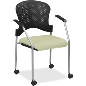Eurotech Breeze Chair with Casters - Olive Fabric Seat - Plastic Back - Gray Frame - Four-legged Base - 1 Each