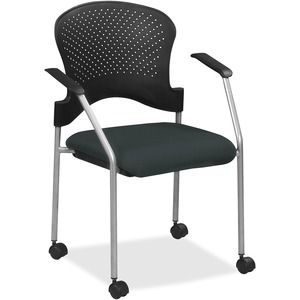Eurotech+Breeze+Chair+with+Casters+-+Black+Vinyl+Seat+-+Plastic+Back+-+Gray+Frame+-+Four-legged+Base+-+1+Each