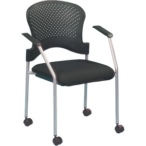 Eurotech Breeze Chair with Casters - Nightfall Vinyl, Fabric Seat - Nightfall Plastic Back - Gray Frame - Four-legged Base - Armrest - 1 Each