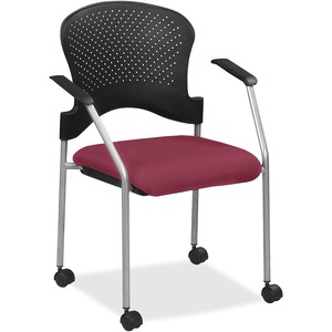 Eurotech Breeze Chair with Casters - Regency Red Fabric Seat - Regency Red Plastic Back - Gray Frame - Four-legged Base - Armrest - 1 Each