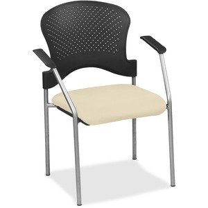 Eurotech+Breeze+Chair+without+Casters+-+Buff+Fabric%2C+Vinyl+Seat+-+Buff+Plastic+Back+-+Gray+Frame+-+Four-legged+Base+-+Armrest+-+1+Each