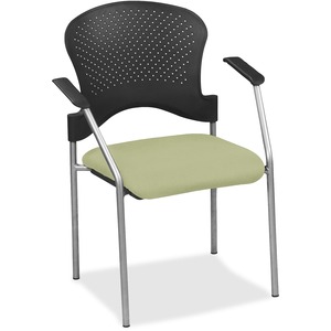 Eurotech Breeze Chair without Casters - Sage Fabric, Vinyl Seat - Sage Plastic Back - Gray Frame - Four-legged Base - Armrest - 1 Each