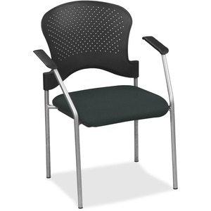 Eurotech Breeze Chair without Casters - Black Fabric, Vinyl Seat - Black Plastic Back - Gray Frame - Four-legged Base - Armrest - 1 Each